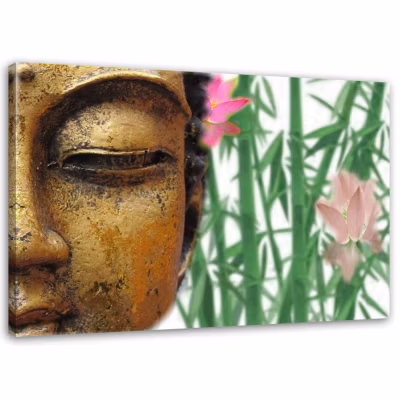 Tableau déco, Bouddha doré Bambou Zen Spa 90×60 cm