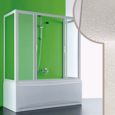 Cabine douche 3 côtés  Pare-Baignoire 80x220x80 CM en acrylique mod. Plutone 2 avec ouverture centrale