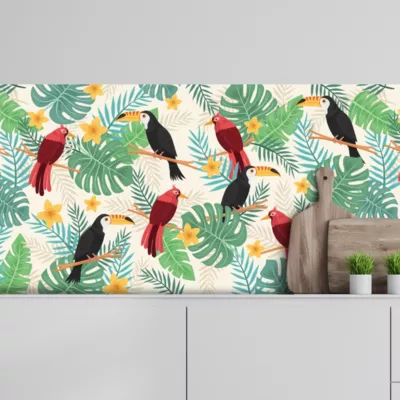 Crédence adhésive perroquet tropical 50x100cm