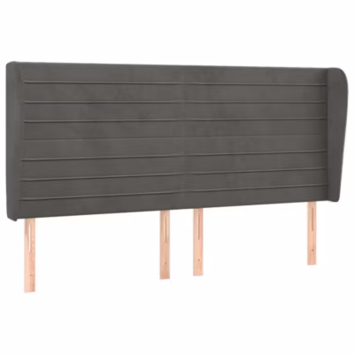 3118157 vidaXL Tête de lit avec oreilles Gris foncé 183x23x118-128 cm Velours