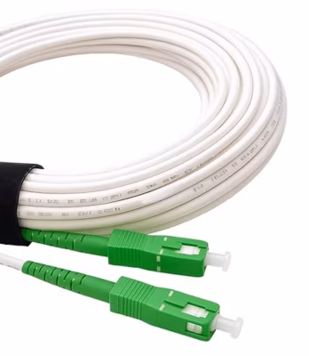 Elfcam – Câble Fibre Optique SC-APC à SC-APC – 30m (Blanc), Jarretière Renforcée 9/125um, Blindé, Compatible Livebox