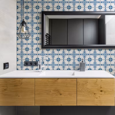 Sticker Mural Carrelage adhésif Cuisine Salle de Bain – 24 STICKERS CARREAUX DE CIMENT DELFT DORDRECHT – 24stickers15x15cm