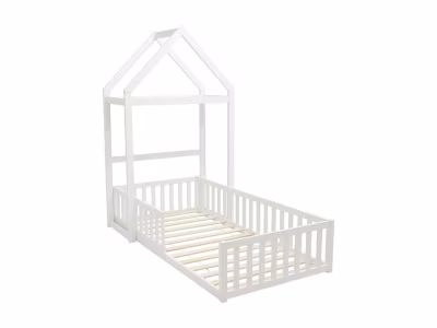 Lit cabane 90 x 190 cm – Pin et MDF – Blanc – VARLAINE