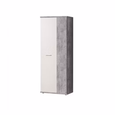 Meuble à chaussure 2 portes décor béton et blanc – CLASS