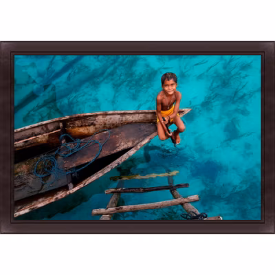 Tirage encadré sur verre synthétique bajau bay 120×80 cm Fabriqué en France