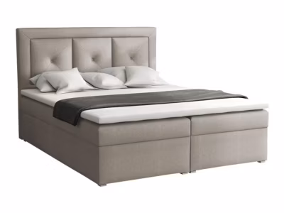 Lit continental Pomona 113, Double, Brun clair, Tissu, Disponible