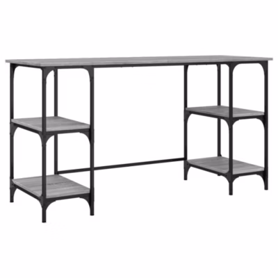 Bureau sonoma gris 140x50x75 cm métal et bois d&rsquo;ingénierie vidaXL