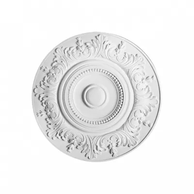 Rosace ronde ornée de feuilles et de fleurs R17