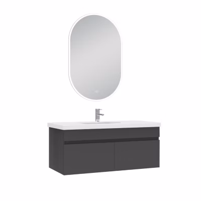 Meubles simple vasque 100cm vasque + miroir lumineux Anthracite