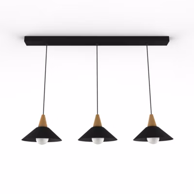 LUMICOM – Rail de suspension FUNNEL, 3X E27, max 42W, métal, Noir, D.25cm L.100cm