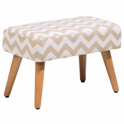 Tabouret rustique entissu beige TAKOMA