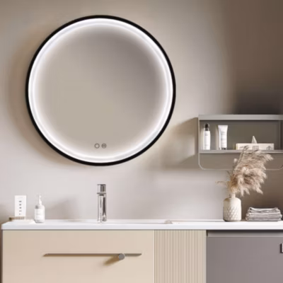 Miroir de Salle de Bain Lumineux LED Réglables 70 – Noir Mat – Tactile & Anti-Buée – PARIS LEDIMEX
