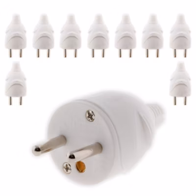 Lot de 10 fiches mâles 16A 2P+T – Blanc – Zenitech