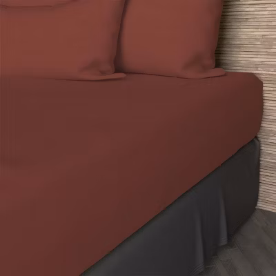 Drap housse en coton 57 fils 140×190 cm UNI brique, par Soleil d&rsquo;ocre