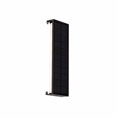 Applique murale d&rsquo;extérieur noire 30 cm avec LED à 4 niveaux de luminosité et énergie solaire – Serena
