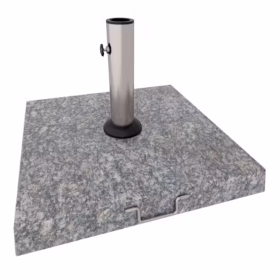 Gravita – Socle pour Parasol de Jardin Carré 45×45 cm 35 kg en Pierre avec Roulettes Gris