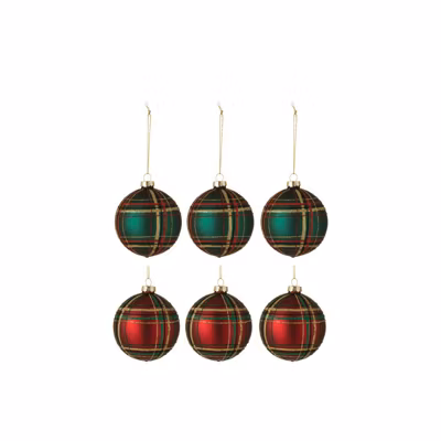 Boite de 6 boules de Noël en verre rouge 8x8x8 cm