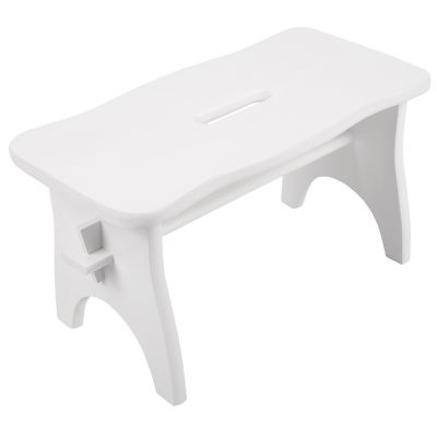 Creative Deco Repose-Pieds en Bois Blanc – 38 x 19 x 21 cm – Banc Bas Multifonctionnel pour Bureau, Chaise et Plantes – Non Monté