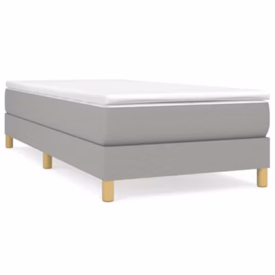 Lit simple, Lit adulte, Sommier à lattes de lit avec matelas Gris clair 90×200 cm Tissu