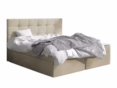 Lit continental Comfivo 196, Double, Brun clair, Tissu, Disponible