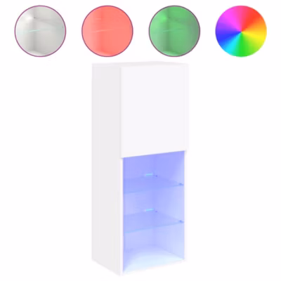 Prolenta Premium –  Meuble TV avec lumières LED blanc 40,5x30x102 cm