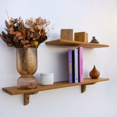 Etagère Murale en Bois Teck Huilé Rectangle – Fixation Inclus – 18x180x900mm – Etagère de Bureau, Cuisine, Salon