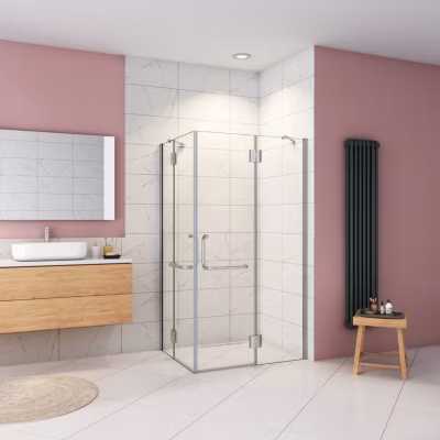 Cabine de douche – 8 mm Verre Anticalcaire – 100 x 100 x190 cm – alu Chrome –  avec porte-serviette