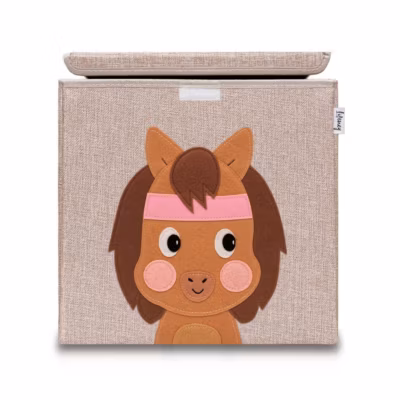 Boîte de rangement en tissu pour enfant « cheval » avec couvercle, compatible Ikea Kallax Lifeney