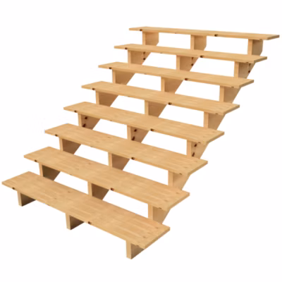 BERLIN Escalier extérieur bois 8 marches H 139cm L-160cm – sans contre marche