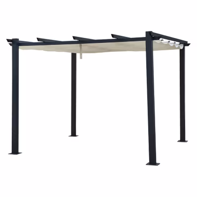 Pergola autoportante 3 x 3m CASSIS beige – structure aluminium – HAPPY GARDEN