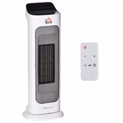Radiateur soufflant de salle de bains Surface jusqua 25 m2 H. 50 cm 2000 W noir – homcom