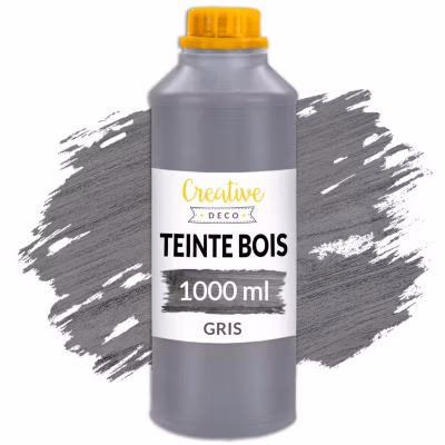 Creative Deco Teinte Bois Gris 1L – Teinture Bois à Séchage Rapide – Protection de Surface – Vernis Bois Exterieur et Interieur