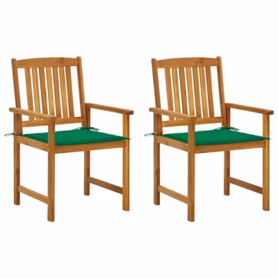 vidaXL Chaises de jardin avec coussins 2 pcs Bois d&rsquo;acacia massif