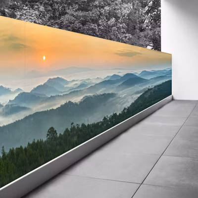 Brise vue Trompe l&rsquo;oeil – 100×350 cm – Montagnes 3617689699646