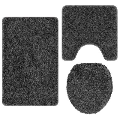 Ensemble de tapis de bain antidérapants 3 pcs Gris foncé PP vidaXL