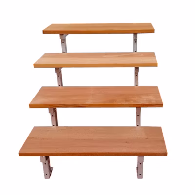 Escalier en acier BALI, 4 marches en bois exotique Bangkirai, Hauteur 71 cm – L 60 cm