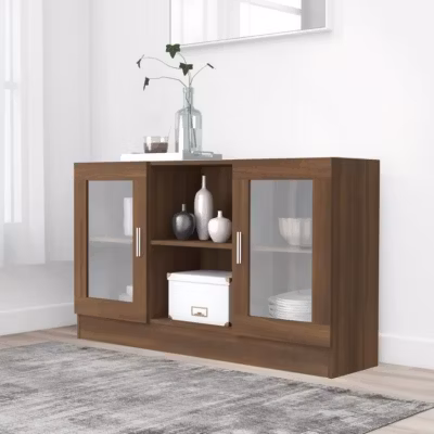 815629 vidaXL Armoire à vitrine Chêne marron 120×30,5×70 cm Bois d&rsquo;ingénierie