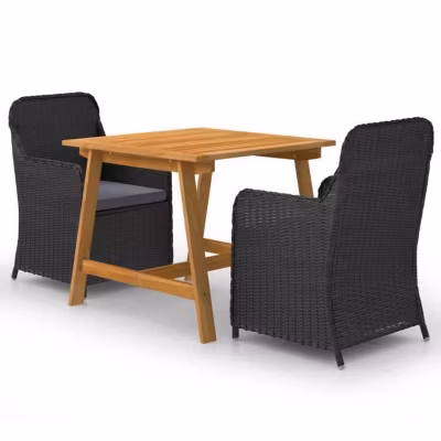 vidaXL Ensemble de Salle à Manger de Jardin 3 pcs Mobilier à Dîner d&rsquo;Extérieur Salon de Jardin Table et Chaises de Repas de 306871