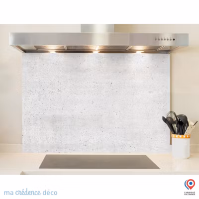 Crédence cuisine fond de hotte Béton brut – Verre trempé – L 90 cm x H 50 cm – MaCrédenceDéco