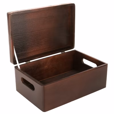 Creative Deco Boite de Rangement en Bois Marron 30 x 20 x 14 cm (+/-1cm) – Couvercle et Poignées – Boîte Souvenirs – Boîte à Jouet