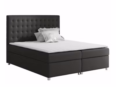 Lit continental Baltimore 115, Double, Noir, Tissu, Disponible