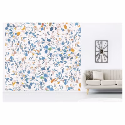 Papier peint intissé TERRAZZO trompe l&rsquo;oeil 300 x 270 cm (LxH) – Tapisserie murale panoramique XXL, Made in France par Scenolia