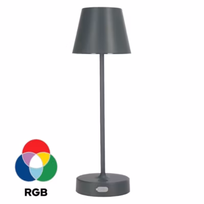 Lampe de table EDO NELI LED 2,7 W grise avec batterie 2200 mAh IP54 RGB 200 lm hauteur 33 cm NELI EDO