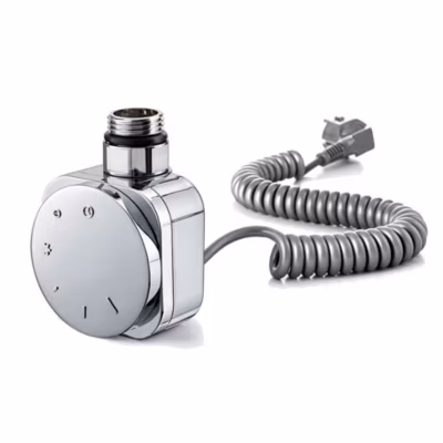Thermostat avec résistance SÈCHE-SERVIETTES rond 600W, finition chrome brillant, en ABS Kibath