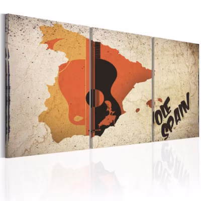 Tableau Cartes du monde Espagne: guitare et flamenco 60×30 cm