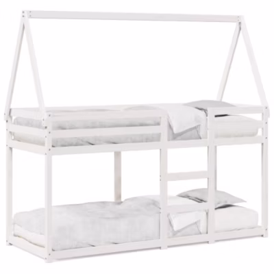 Cadre de lit, Lit superposé sans matelas blanc 90×200 cm bois de pin massif