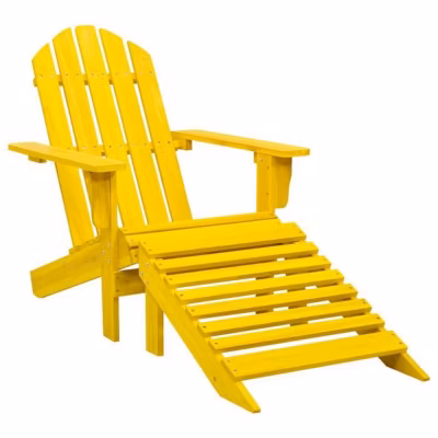 vidaXL Bois de Sapin Chaise de Jardin Adirondack avec Pouf Fauteuil de Patio Siège d&rsquo;Extérieur Chaise de Terrasse Fauteuil 315864