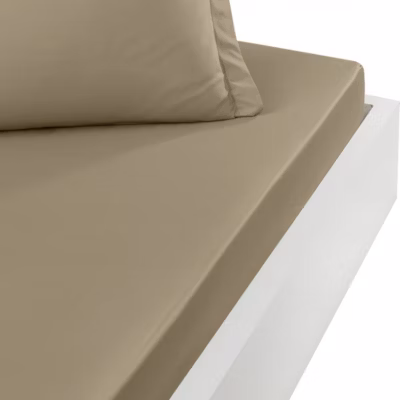 Drap housse en percale de coton bonnet 30 cm Taupe 90×190 cm SOFT PERCALE