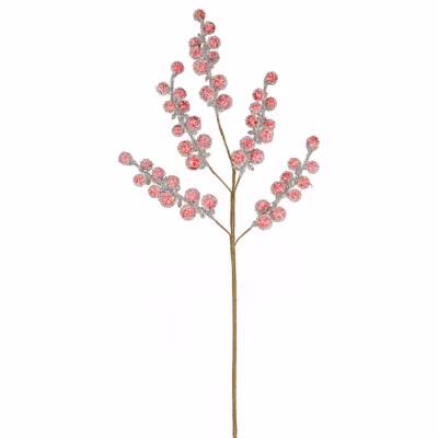 Branche boules givrées rouge – feeric lights & christmas