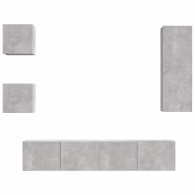 Prolenta Premium –  Ensemble de meubles TV 5 pcs Gris béton Bois d&rsquo;ingénierie
